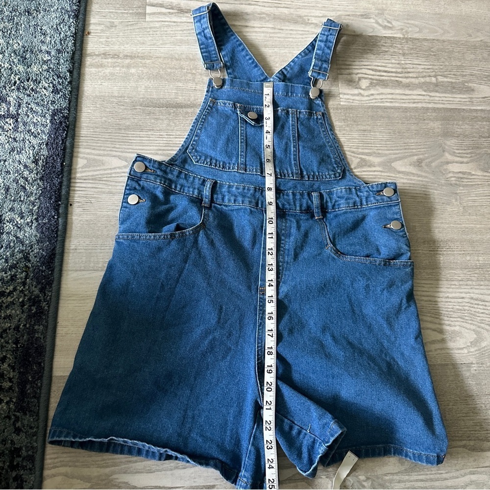 Allegra K Denim Short Overalls Medium - Picture 11 of 11